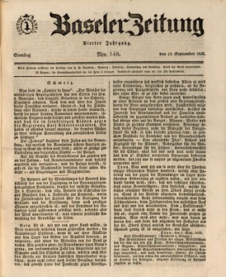 Basler Zeitung Samstag 13. September 1834