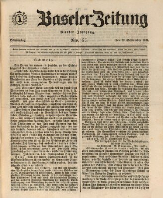 Basler Zeitung Donnerstag 25. September 1834