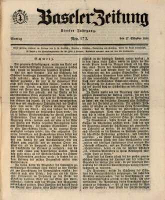 Basler Zeitung Montag 27. Oktober 1834