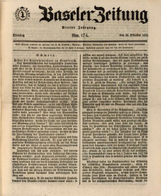 Basler Zeitung Dienstag 28. Oktober 1834