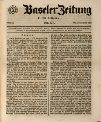 Basler Zeitung Montag 3. November 1834