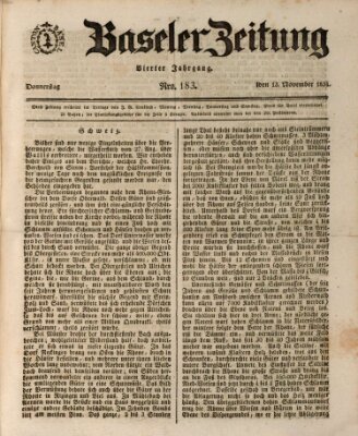 Basler Zeitung Donnerstag 13. November 1834