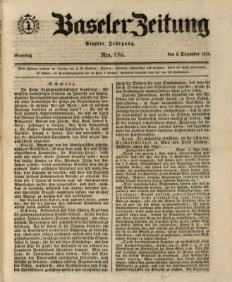 Basler Zeitung Samstag 6. Dezember 1834