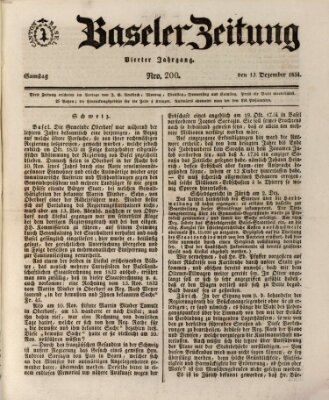 Basler Zeitung Samstag 13. Dezember 1834