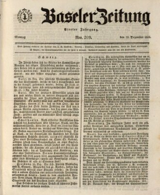 Basler Zeitung Montag 29. Dezember 1834