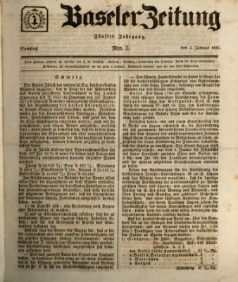 Basler Zeitung Samstag 3. Januar 1835