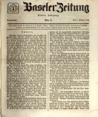 Basler Zeitung Donnerstag 8. Januar 1835