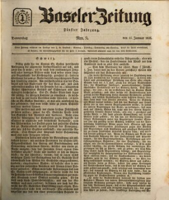 Basler Zeitung Donnerstag 15. Januar 1835