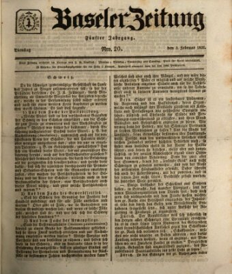 Basler Zeitung Dienstag 3. Februar 1835