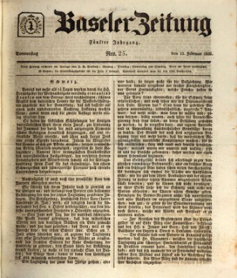 Basler Zeitung Donnerstag 12. Februar 1835