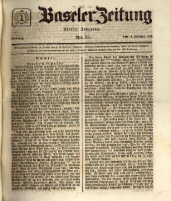 Basler Zeitung Samstag 14. Februar 1835