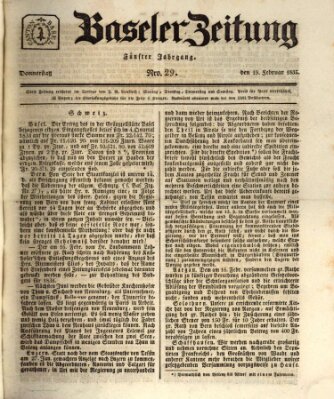 Basler Zeitung Donnerstag 19. Februar 1835