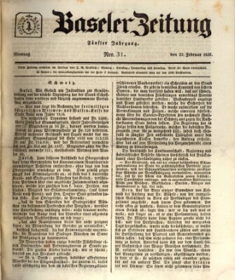 Basler Zeitung Montag 23. Februar 1835