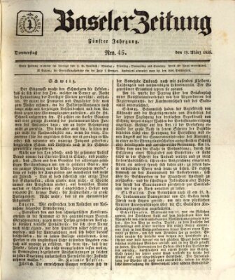 Basler Zeitung Donnerstag 19. März 1835