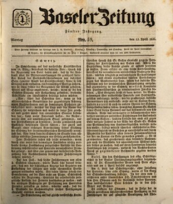 Basler Zeitung Montag 13. April 1835