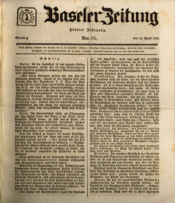 Basler Zeitung Samstag 25. April 1835