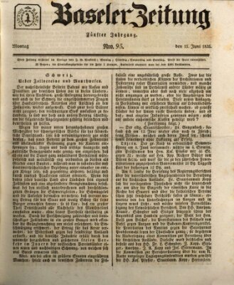 Basler Zeitung Montag 15. Juni 1835