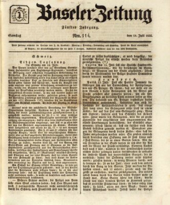 Basler Zeitung Samstag 18. Juli 1835