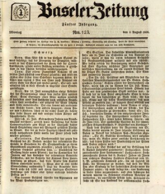 Basler Zeitung Montag 3. August 1835