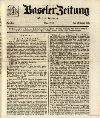 Basler Zeitung Samstag 15. August 1835