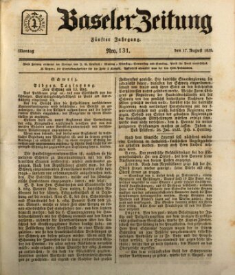 Basler Zeitung Montag 17. August 1835