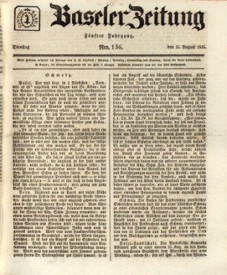 Basler Zeitung Dienstag 25. August 1835