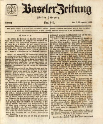 Basler Zeitung Montag 7. September 1835