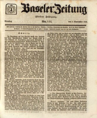 Basler Zeitung Dienstag 8. September 1835