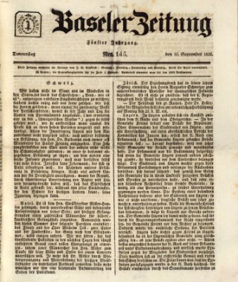 Basler Zeitung Donnerstag 10. September 1835