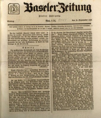 Basler Zeitung Montag 28. September 1835