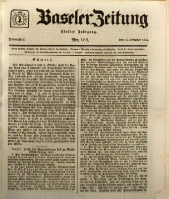 Basler Zeitung Donnerstag 15. Oktober 1835