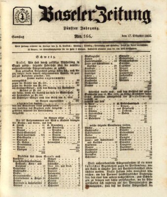 Basler Zeitung Samstag 17. Oktober 1835