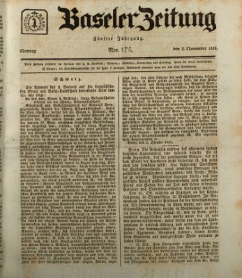 Basler Zeitung Montag 2. November 1835