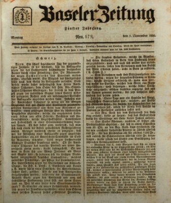 Basler Zeitung Montag 9. November 1835