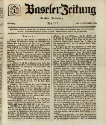 Basler Zeitung Samstag 14. November 1835