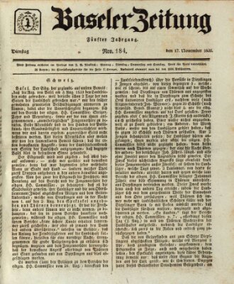 Basler Zeitung Dienstag 17. November 1835