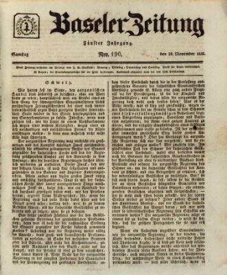 Basler Zeitung Samstag 28. November 1835