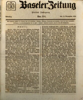 Basler Zeitung Dienstag 22. Dezember 1835