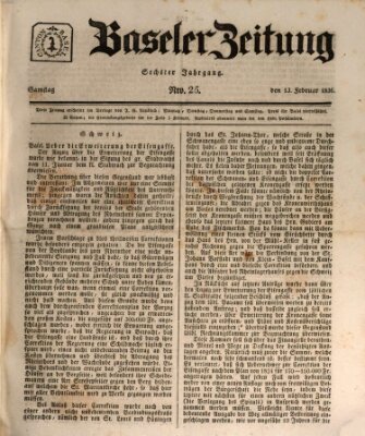 Basler Zeitung Samstag 13. Februar 1836