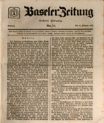 Basler Zeitung Montag 15. Februar 1836