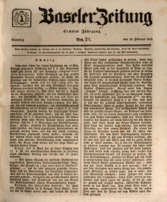 Basler Zeitung Samstag 20. Februar 1836