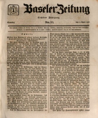 Basler Zeitung Samstag 2. April 1836