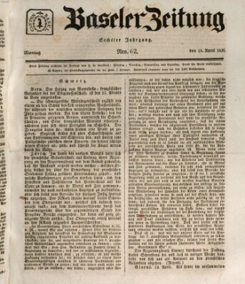 Basler Zeitung Montag 18. April 1836