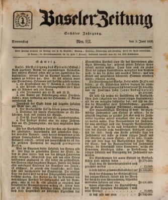 Basler Zeitung Donnerstag 9. Juni 1836