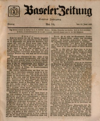 Basler Zeitung Montag 13. Juni 1836