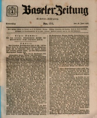 Basler Zeitung Donnerstag 30. Juni 1836