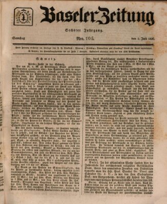 Basler Zeitung Samstag 2. Juli 1836