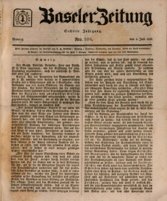 Basler Zeitung Montag 4. Juli 1836