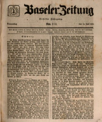 Basler Zeitung Donnerstag 14. Juli 1836