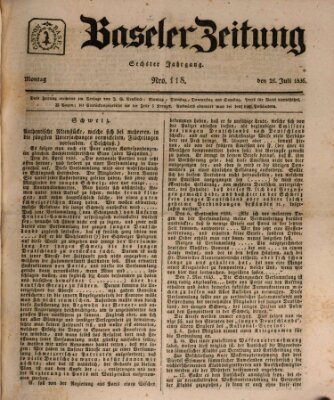 Basler Zeitung Montag 25. Juli 1836